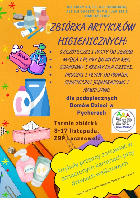 Zbiórka artykułów higienicznych