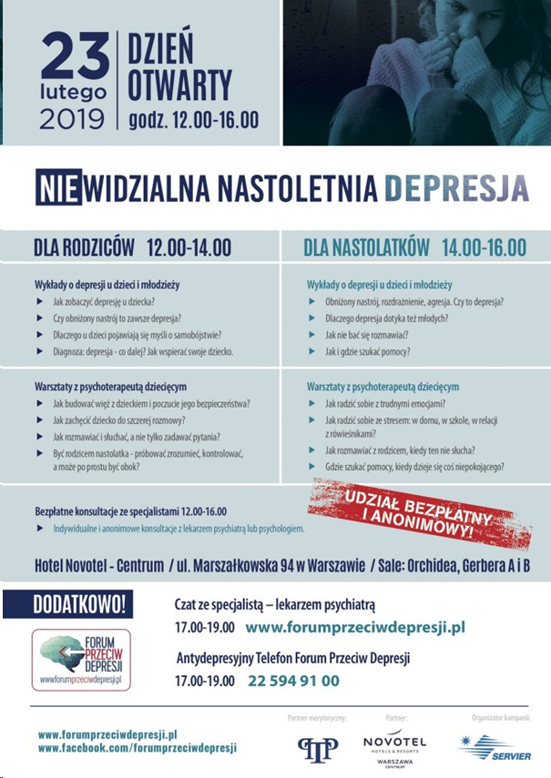Niewidzialna nastoletnia depresja - dzień otwarty - 23.02.2019 